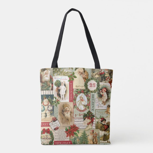 VINTAGE CHRISTMAS COLLAGE TOTE BAG (Back)