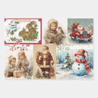 Vintage Christmas Collage with Santa and Children