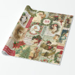 VINTAGE CHRISTMAS COLLAGE WRAPPING PAPER<br><div class="desc">Modern Vintage Christmas collage made up of old fashioned holiday postcards.</div>
