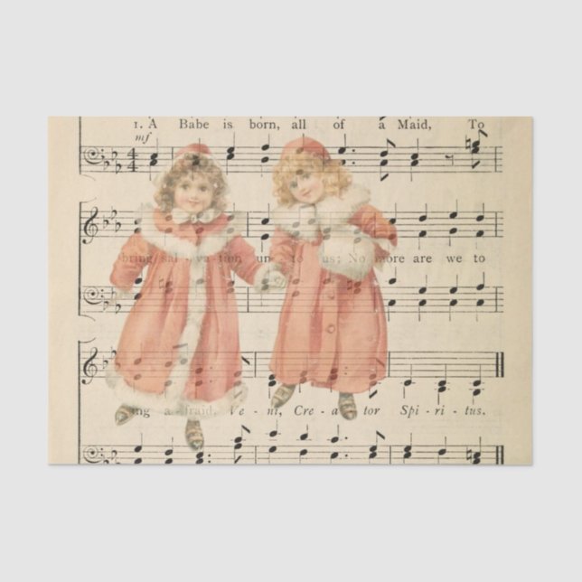 Vintage Christmas Costumes  Music Sheet Decoupage (Front)