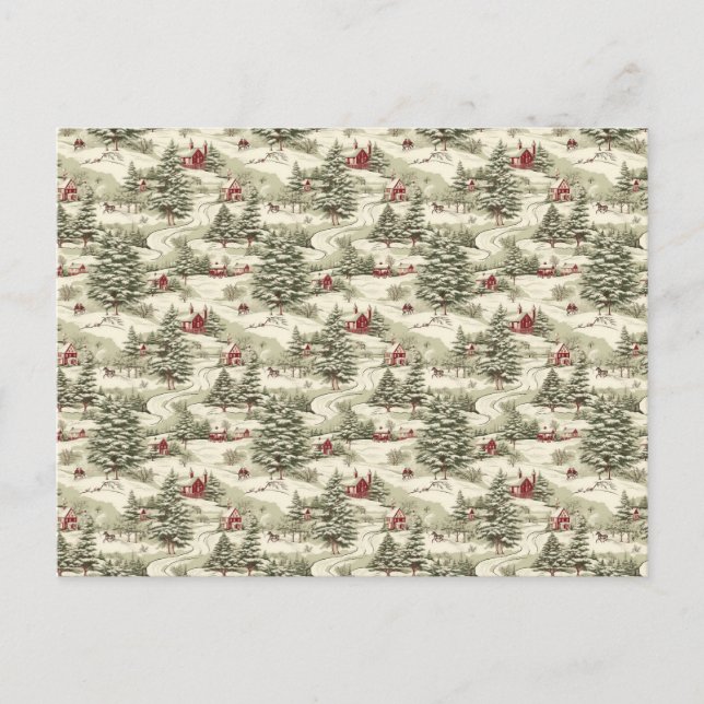 Vintage Christmas Country Winter Scenery  Holiday Postcard (Front)
