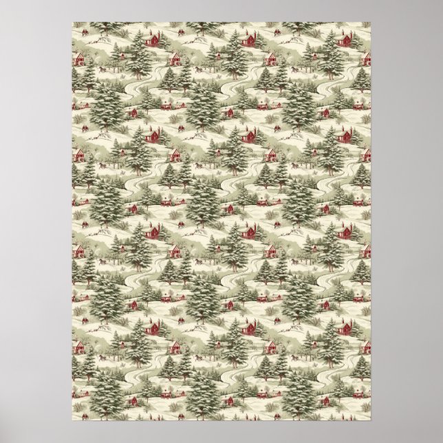 Vintage Christmas Country Winter Scenery  Poster (Front)