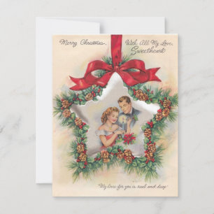 Vintage Christmas Couple Lovers Holiday Card