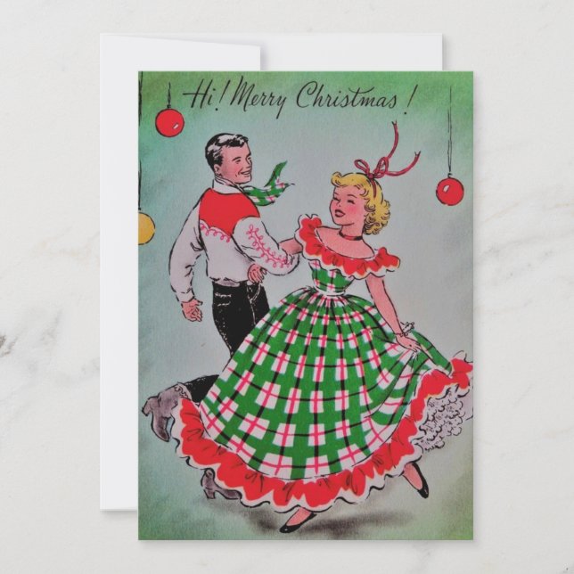 Vintage Christmas Couples Dance Holiday Card (Front)