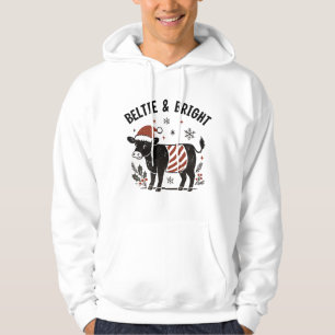 Vintage Christmas Cow Beltie Belted Galloway Gift  Hoodie