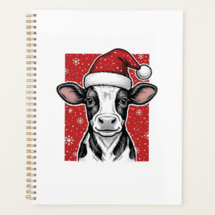 Vintage Christmas Cow Santa Hat Holiday Shirt (2)_ Planner