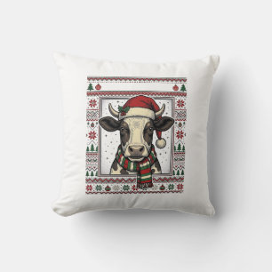 Vintage Christmas Cow Ugly Sweater Shirt Design_1 Cushion