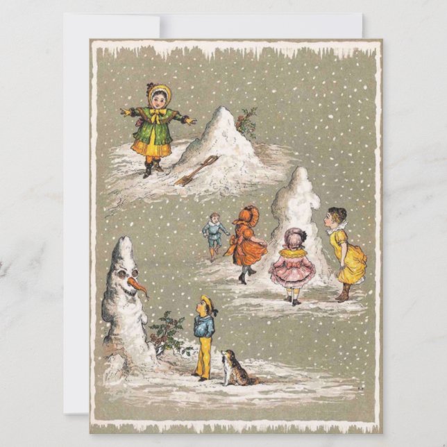 Vintage Christmas Creepy Snowman Holiday Card (Front)