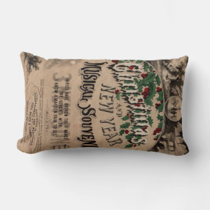 Vintage Christmas cushion, musical theatre poster Lumbar Cushion