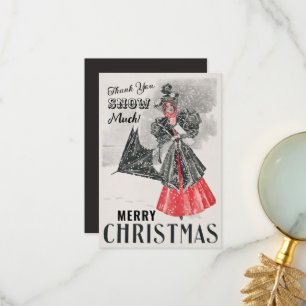 Vintage Christmas Custom Thank You Flat Card
