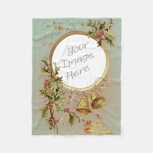 Vintage Christmas Customisable Photo Template Fleece Blanket