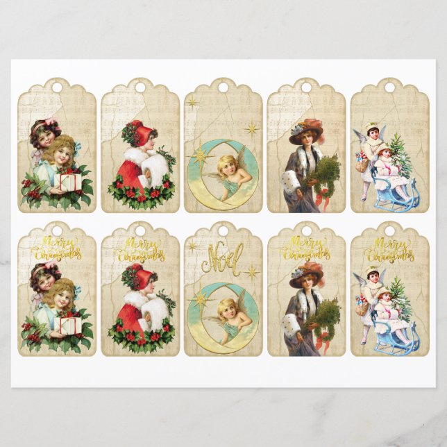 Vintage Christmas cut out gift tags (Front)