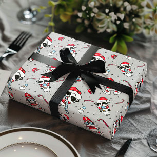 Vintage Christmas Cute Panda with Candy Cane Wrapping Paper