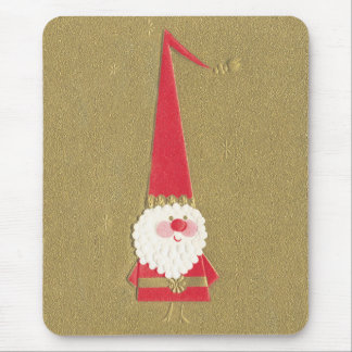 Vintage Christmas, Cute Santa Claus Gnome on Gold Mouse Mat