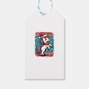 Vintage Christmas Dabbing Unicorn Rainbow Holiday Gift Tags