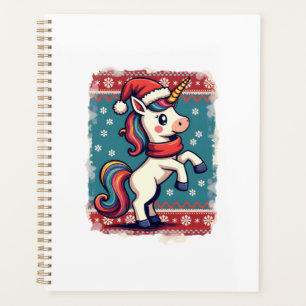 Vintage Christmas Dabbing Unicorn Rainbow Holiday Planner