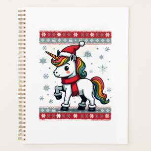 Vintage Christmas Dabbing Unicorn Rainbow Holiday Planner