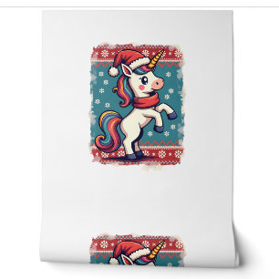 Vintage Christmas Dabbing Unicorn Rainbow Holiday Wallpaper