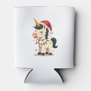 Vintage Christmas Dabbing Unicorn Santa Funny Holi Can Cooler