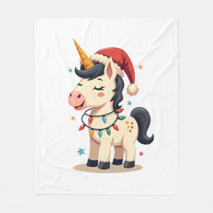 Vintage Christmas Dabbing Unicorn Santa Funny Holi Fleece Blanket