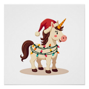 Vintage Christmas Dabbing Unicorn Santa Funny Holi Poster