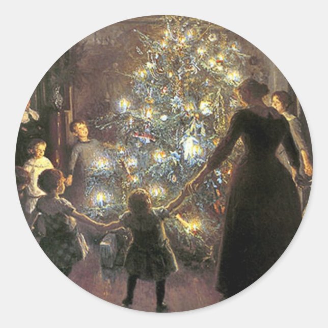 Vintage_Christmas_dance_sticker Classic Round Sticker (Front)