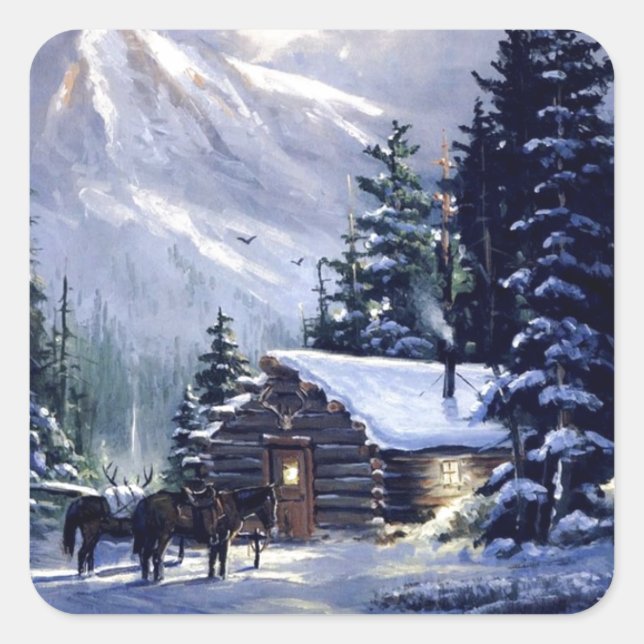 Vintage Christmas Day Square Sticker (Front)