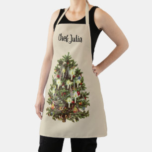 Vintage Christmas, Decorated Victorian Tree Apron