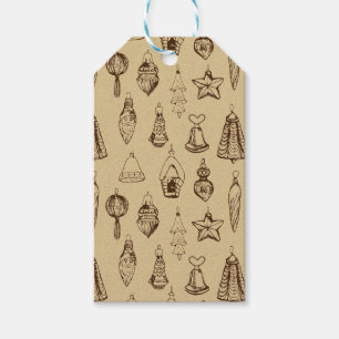 Vintage Christmas decorations hand drawn Gift Tags