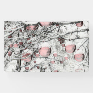 Vintage Christmas Decorations in Snowed Trees  Banner
