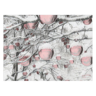 Vintage Christmas Decorations in Snowed Trees Tablecloth