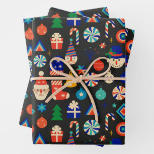Vintage Christmas Decorations, Ornaments Collage  Wrapping Paper Sheet