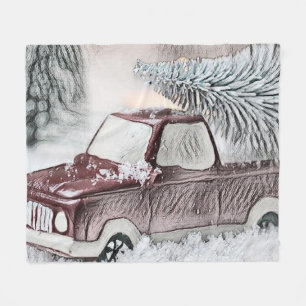 Vintage Christmas Decorations Ornaments Fleece Blanket