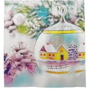 Vintage Christmas Decorations Ornaments   Shower Curtain