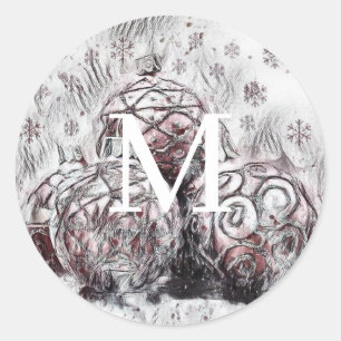 Vintage Christmas Decorations Ornaments Stone Coa Classic Round Sticker