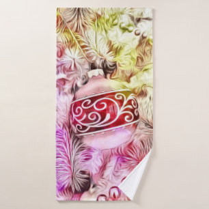 Vintage Christmas Decorations Ornaments Watercolor Bath Towel Set