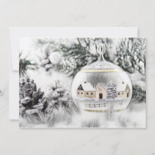 Vintage Christmas Decorations Ornaments Watercolor Holiday Card