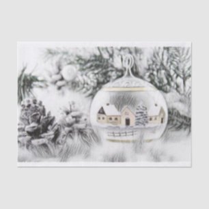 Vintage Christmas Decorations Ornaments Watercolor Tissue Paper