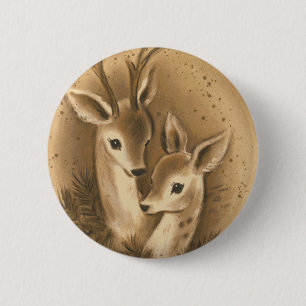 Vintage Christmas Deer 6 Cm Round Badge