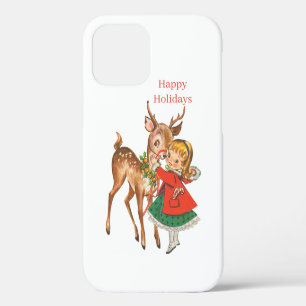 vintage Christmas deer and child Holiday iPhone 12 Pro Case