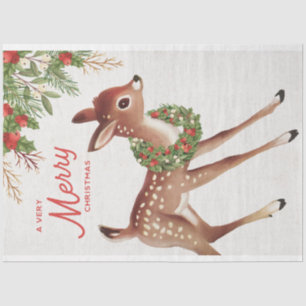 Vintage Christmas Deer and Wreath Tissue Paper