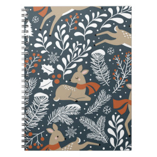 Vintage Christmas deer, festive design Notebook
