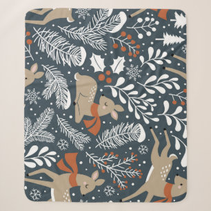 Vintage Christmas deer, festive design Sherpa Blanket