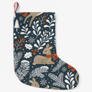 Vintage Christmas deer, festive design Small Christmas Stocking