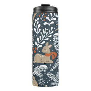 Vintage Christmas deer, festive design Thermal Tumbler