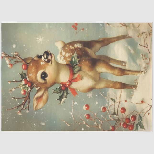 Vintage Christmas Deer Tissue Paper (Front)