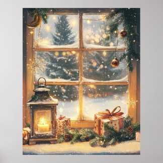 Vintage Christmas Design. Double side art. Santa Poster