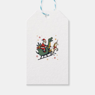 Vintage Christmas Dinosaur Unicorn Sleigh Funny Ho Gift Tags