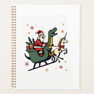Vintage Christmas Dinosaur Unicorn Sleigh Funny Ho Planner