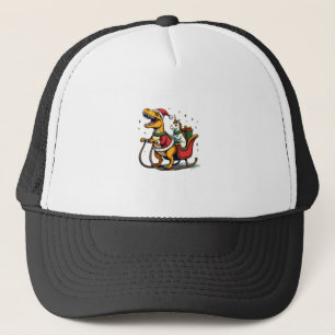 Vintage Christmas Dinosaur Unicorn Sleigh Funny Ho Trucker Hat